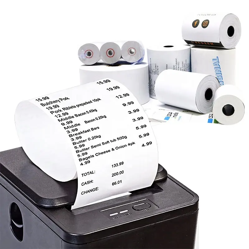 Carta Pos 80*80mm 70 rotolo di carta per stampante termica con carta senza BPA per supermercati, Catering, Dessert e con diverse dimensioni