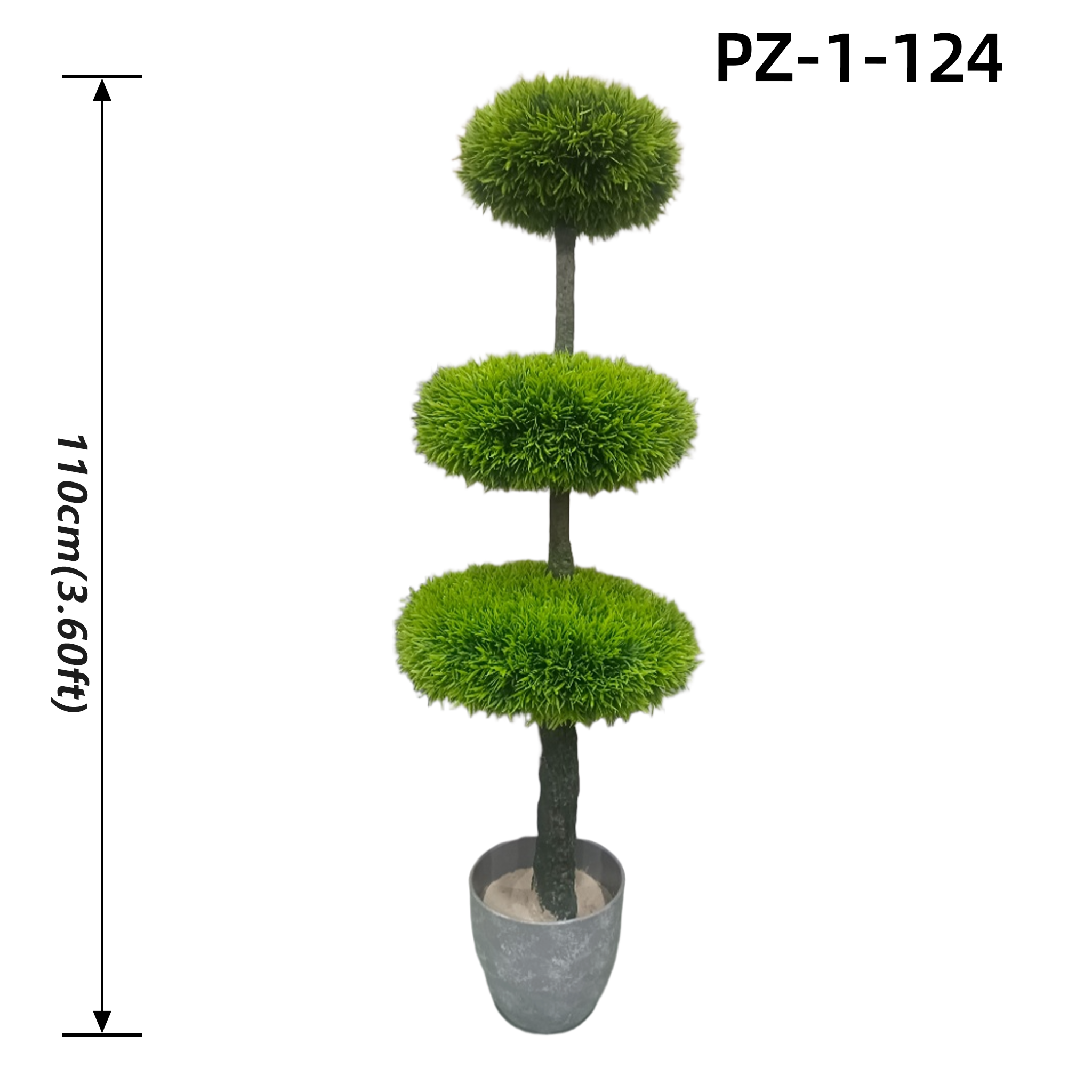 Albero topiario di cipresso ovale verde triplo soffice (110 cm/3,60 piedi)