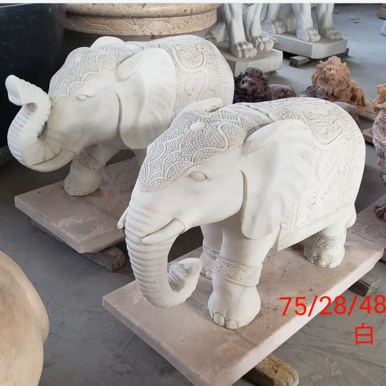 garden elephant animal marble stone statues