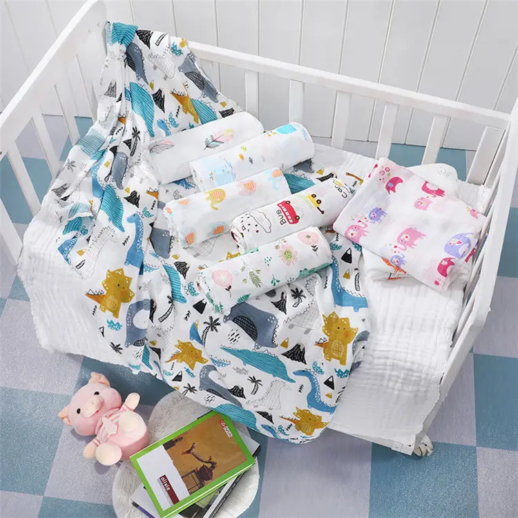 Wholesale 70% Bamboo 30% Muslin Cotton Baby Swaddle Wrap 2 Layers Receiving Baby Swaddle Blanket Custom Bamboo Baby Swaddle
