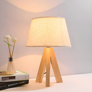 Solid Wood <strong>Small</strong> Desk <strong>Lamp</strong>, Bedroom Bedside <strong>Lamp</strong> Retro Wooden <strong>Style</strong> Creative Tripod Study Desk <strong>Lamp</strong> - Product Image 1