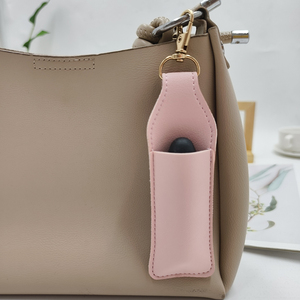 Mini Son Môi Túi Tay Áo Keychain Xách Tay Chapstick Chủ PU Da Lip Gloss Container Cho Ví Nước Hoa - Product Image 2