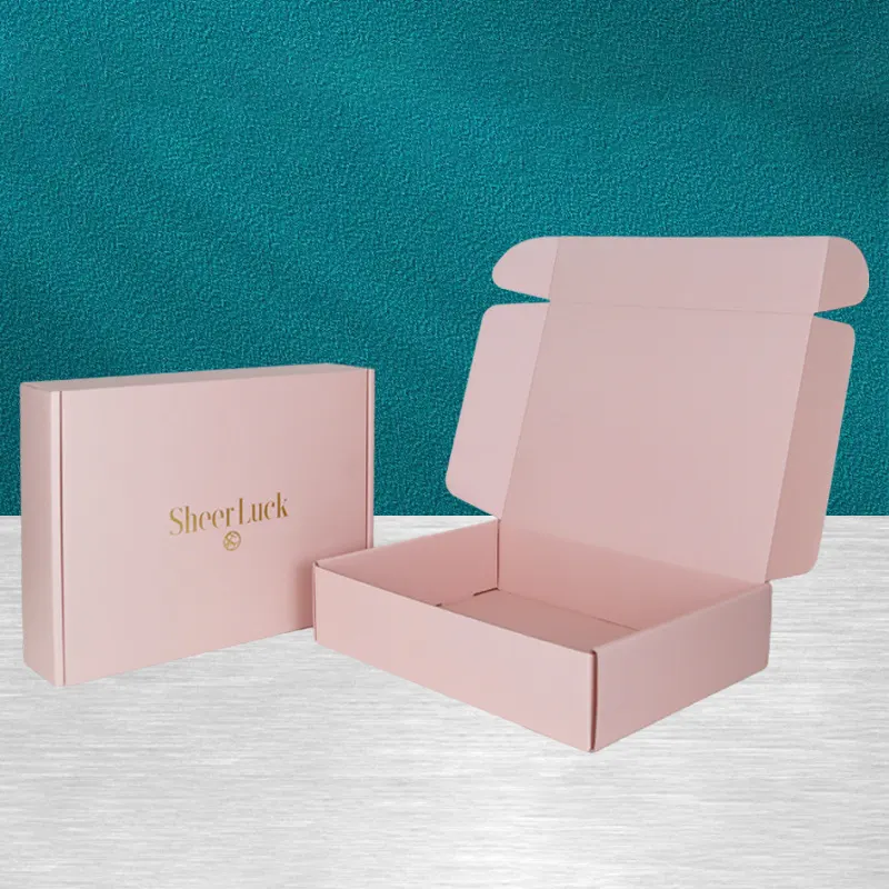 Pink Custom Corrugated Carton Shipping Boxes Apparel Packaging With Logo Lingerie Underwear Box For Dress Cloth Mailer Gift Box