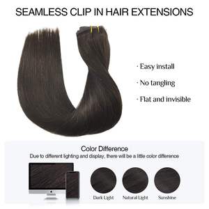 ผมต่อแบบคลิปหนีบผมมนุษย์20นิ้วผมต่อแบบคลิปผมตรง - Product Image 6