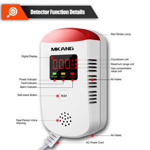 Detector de fugas de gas de cocina enchufable, alarma de detector de sensor de gas natural LPG, detector de gas Combustible sistema de alarma para el hogar - Product Image 2