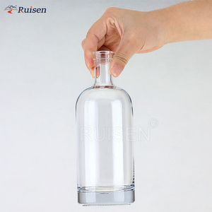 批发定制玻璃酒酒瓶1000毫升伏特加玻璃瓶带软木塞 - Product Image 5
