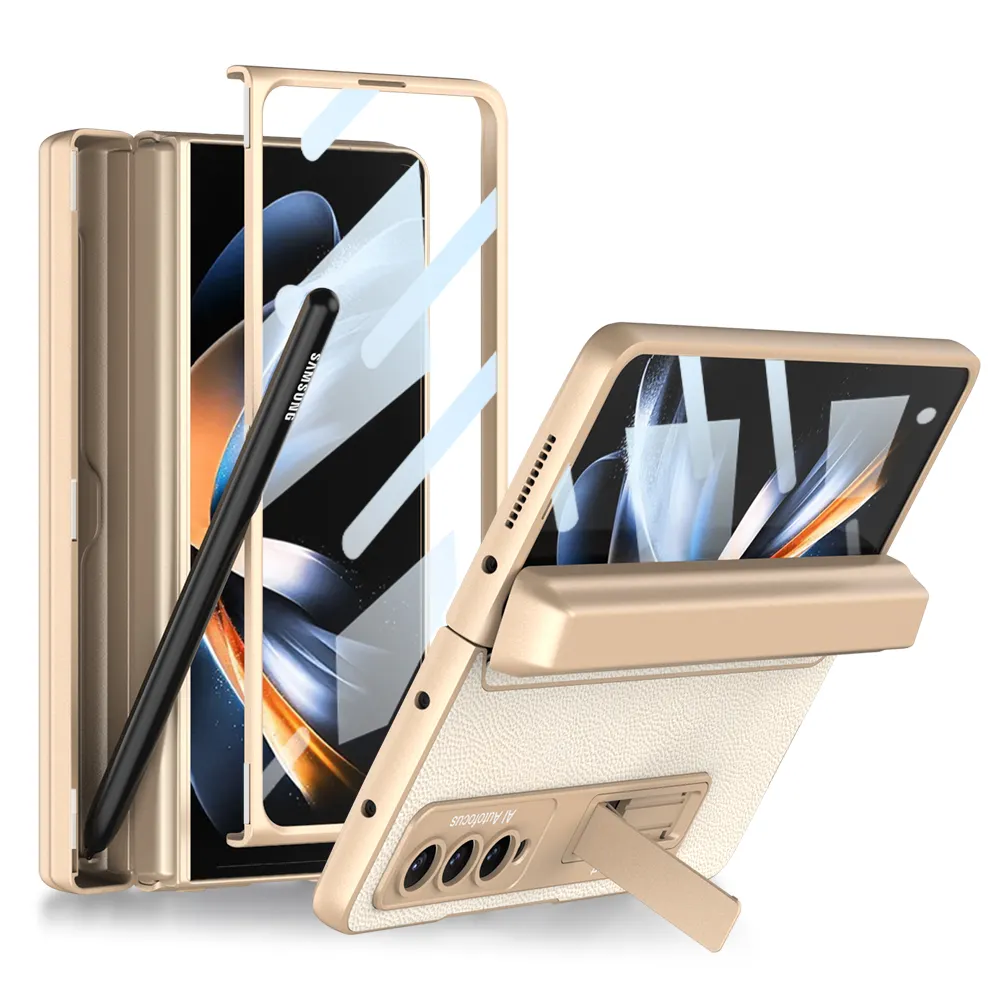 Чехол для Samsung Z Fold 4, простой кожаный чехол для телефона, полноразмерный защитный Магнитный чехол для телефона Samsung Fold 4
