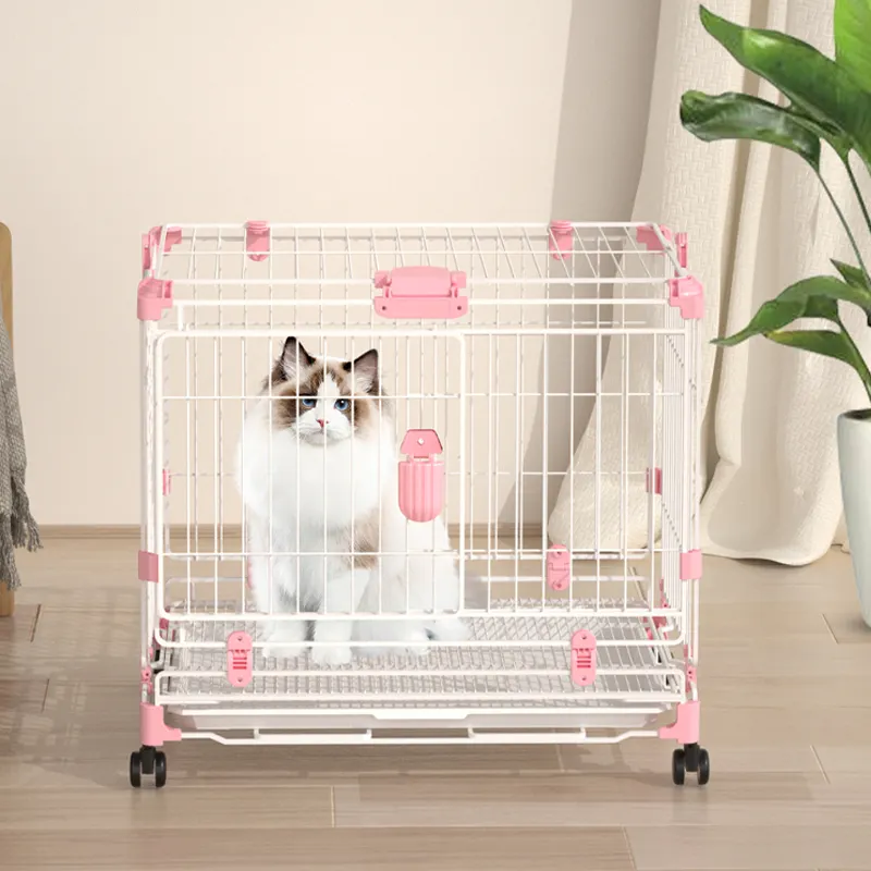 Vendite dirette in fabbrica pieghevole 36in 30in 24in 7 colori nero rosa disponibile gabbia per animali domestici per gabbie per animali domestici in gabbia di ferro per gatti