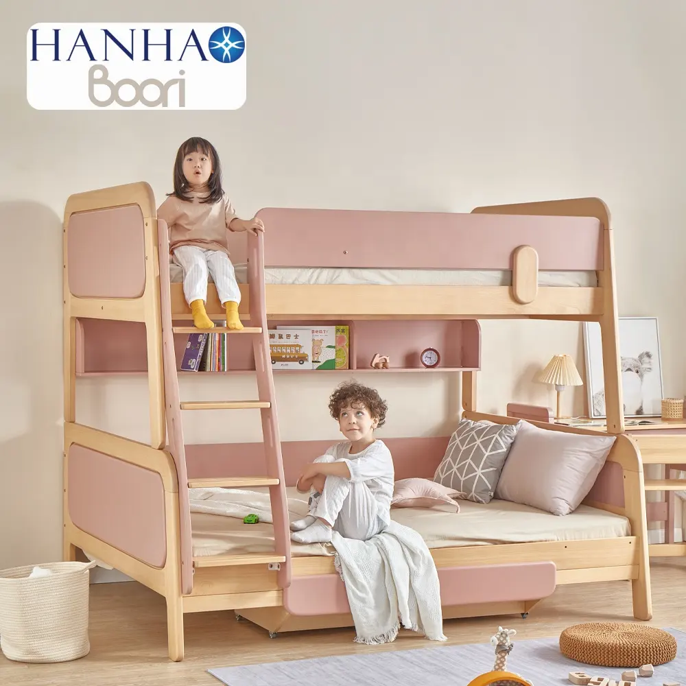 Solo B2B Boori Modern China mobili per bambini in legno Full Size letti a castello grandi per bambini matrimoniali con scale