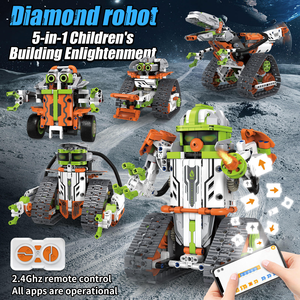 593 Stück 5 in 1 APP Control STEM Programmier roboter Bausteine Kit Science 2,4 GHz Wiederauf lad bares RC Stunt Racer Tank 3D-Spielzeug - Product Image 3