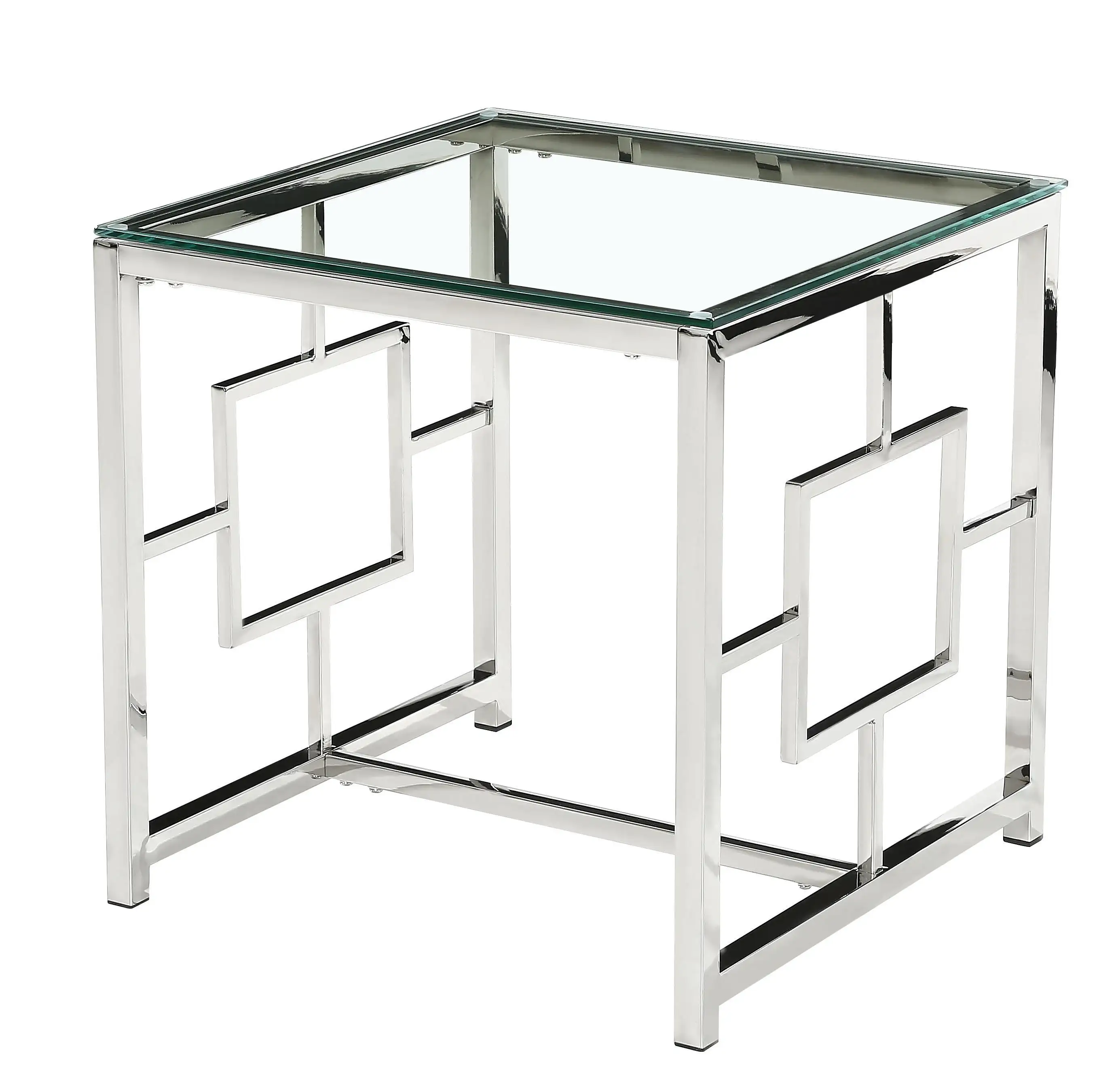Современная мебель для столовой, прямоугольный журнальный столик с металлическими ножками, журнальный столик со стеклянной крышкой из нержавеющей стали
