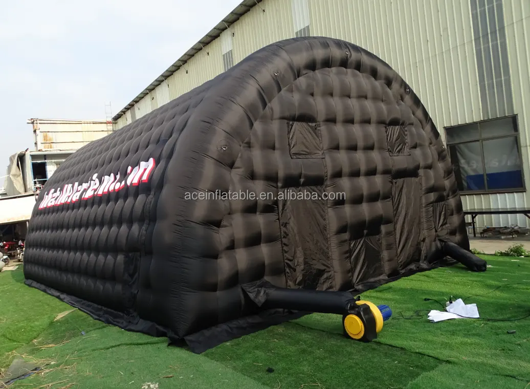 خيمة نادي ليلي ديسكو ضوئية محمولة بشكل قنطرة سوداء عملاقة خيمة قابلة للنفخ للنوادي الليلية خيمة حفلات مكعبة قابلة للنفخ