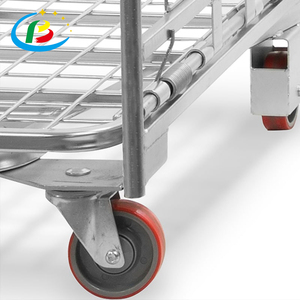 Collapsible Galvanized <strong>Nesting</strong> Mesh Z Frame Roll <strong>Container</strong> with Wheels Folding Transport Cage Trolley Cart - Product Image 5