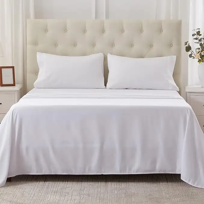 Color sólido 7 estrellas Ropa de cama King Size Funda nórdica Ropa de cama Sábana 100% Juegos de algodón