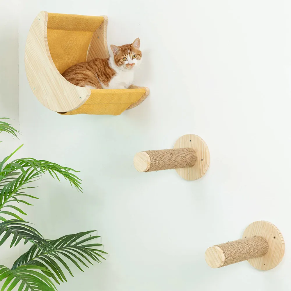 Cute Moon Cat Hammock Wall Mounted Cat Shelf Cat Wall Furniture For Indoor