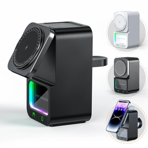 2024 nuevo altavoz Bluetooth de carga inalámbrica multifuncional 5 en 1 portátil RGB LED iluminación micrófono batería fuente de alimentación - Product Image 1