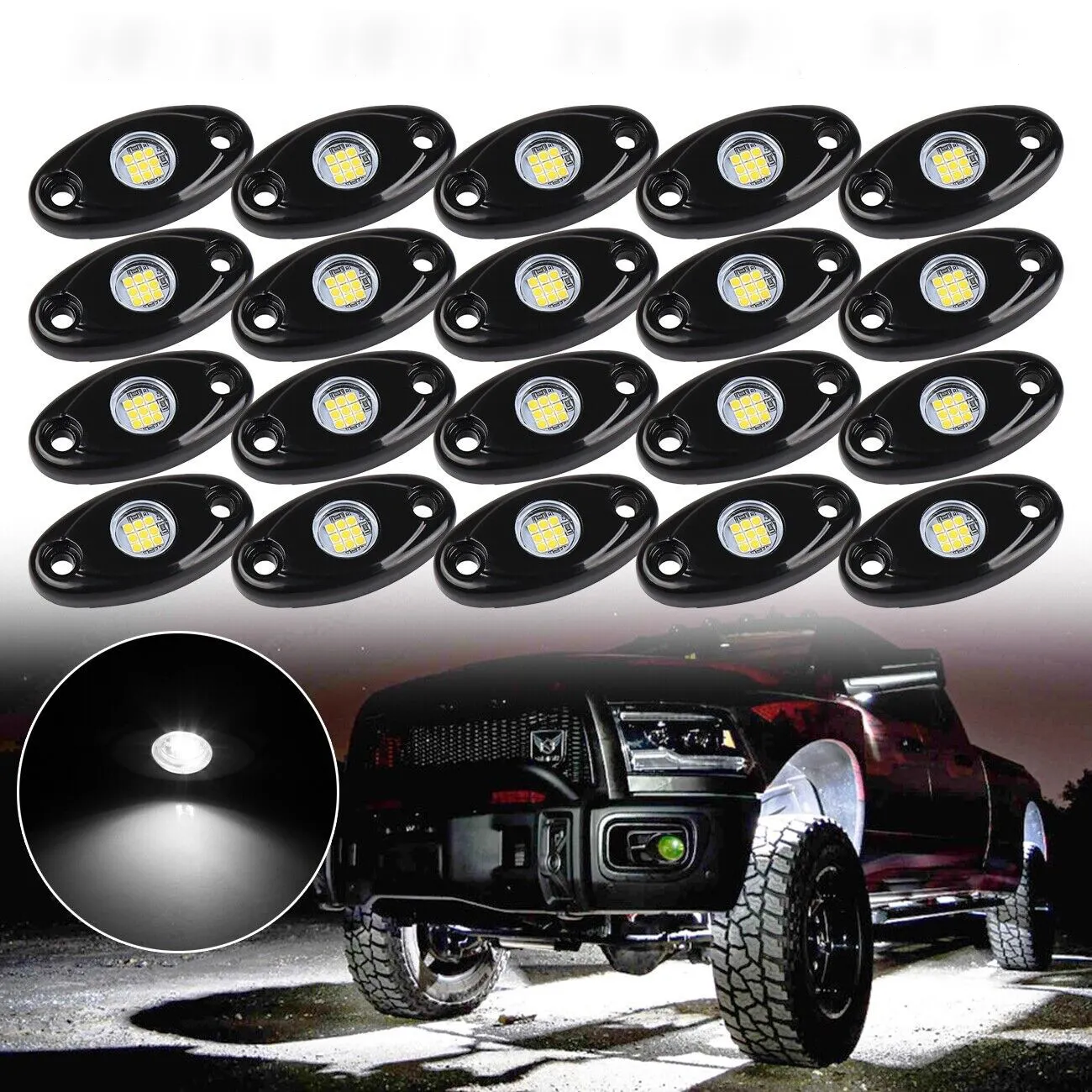 Haute Qualité Underbody Trail Rig Lumière Étanche Couleur Unique LED Rock Lights Châssis Lumière pour Voiture Camion UTV ATV SUV Hors route