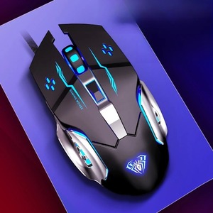 AULA S20 USB cablato Mouse da gioco 6 tasti accessorio meccanico E-sport con programmazione Macro Design ergonomico retroilluminato 3D - Product Image 4