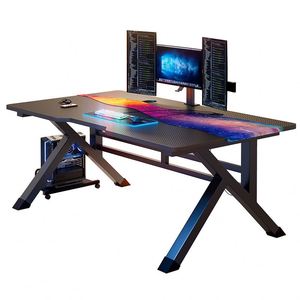 Mesa de madera para ordenador, escritorio para ordenador con dos estantes, mesa de escritura, juego de escritorio para juegos, para uso en el hogar y la Oficina, muebles - Product Image 1