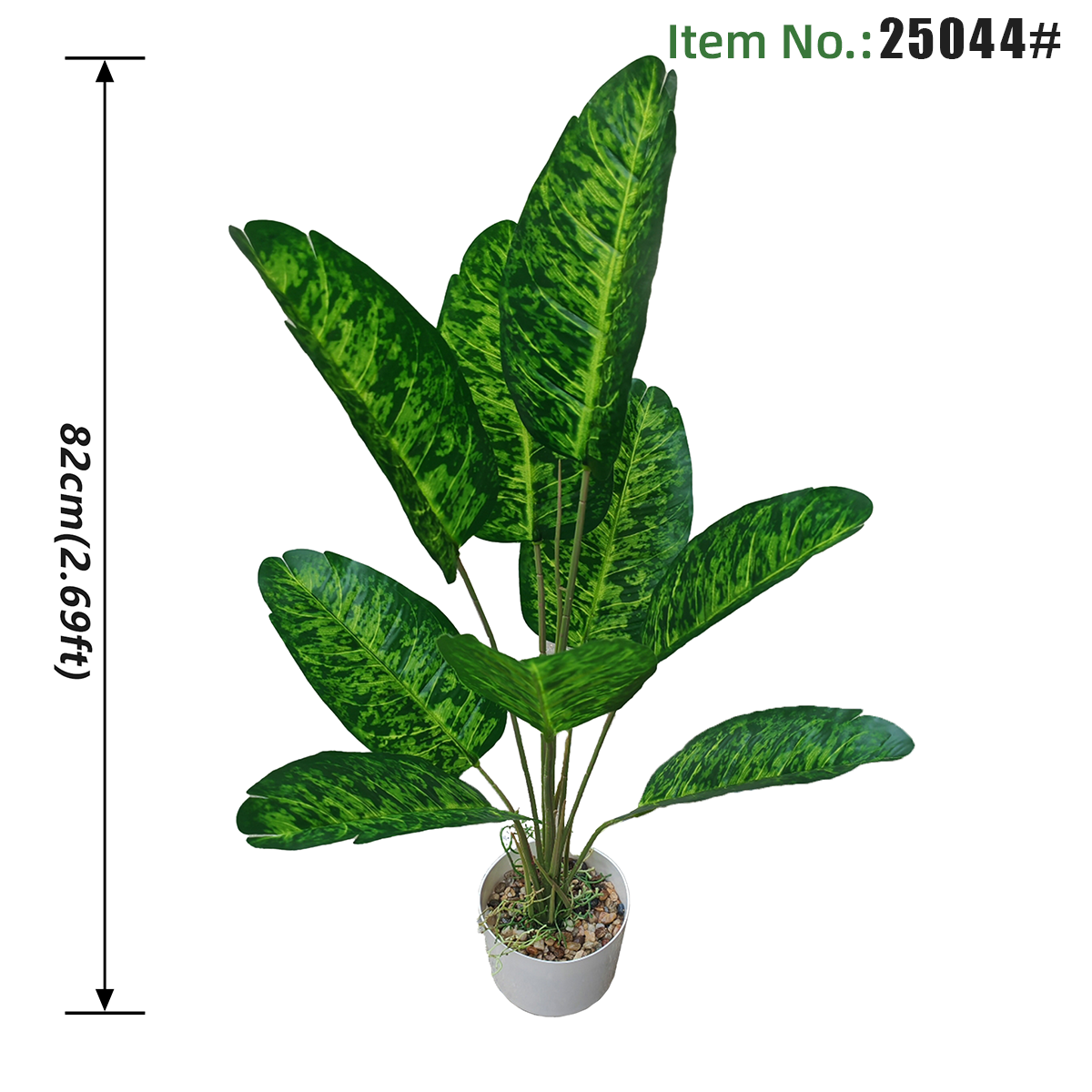 Plante artificielle en pot de canna tachetée verte de 82 cm