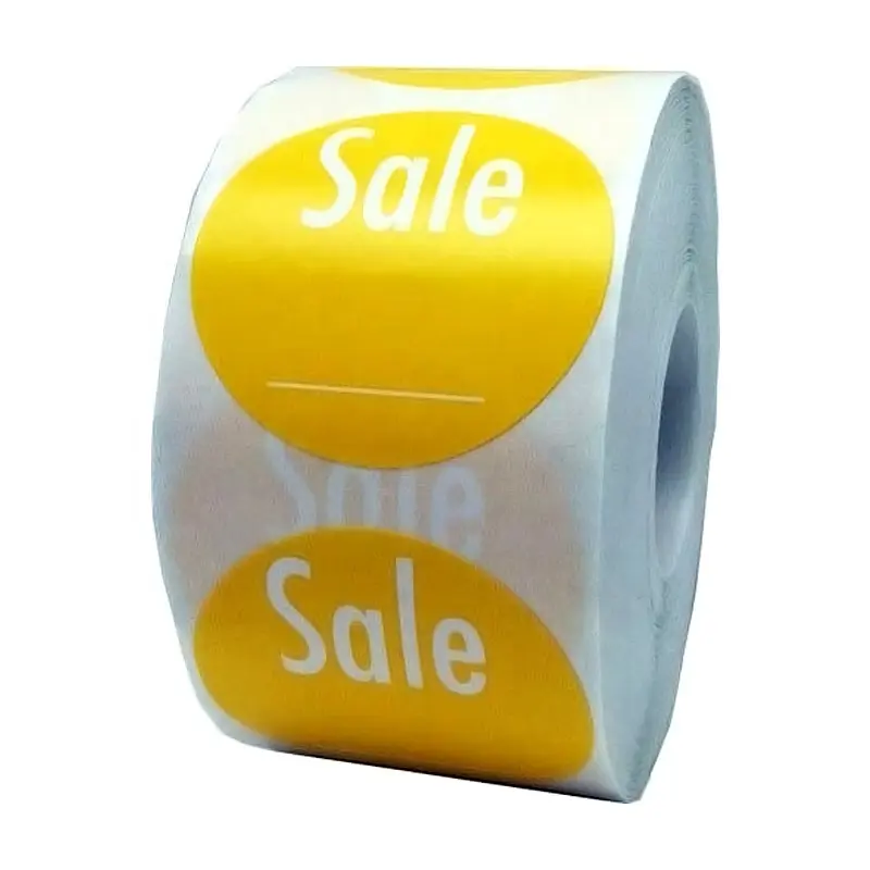 Label stok Supermarket menulis label penjualan harga Anda sendiri 1/2 inci stiker perekat 500 kuning