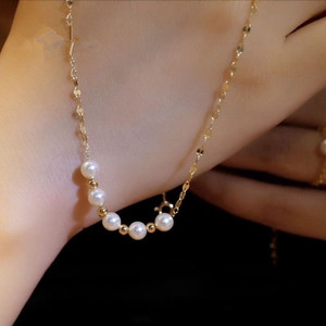 Phụ Nữ Thép Không Gỉ Dây Chuyền Nụ Cười Vòng Cổ Ngọc Trai Labiate Chuỗi Choker Dây Chuyền Trang Sức Cho Phụ Nữ Cô Gái Món Quà Hot Bán - Product Image 1