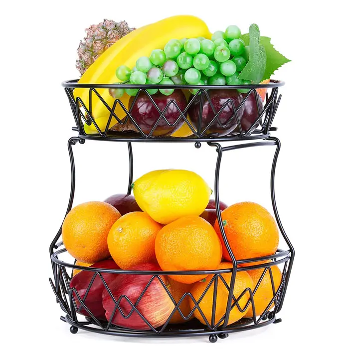 Organizador de almacenamiento de verduras y frutas, cesta de almacenamiento de frutas y verduras para el hogar, cesta de alambre para almacenamiento de frutas y verduras