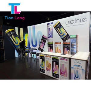 Portable 8ft <strong>Step</strong> SEG <strong>Display</strong> <strong>Table</strong> Custom Logo Aluminum Structure Frameless LED Luminous Showcase <strong>Counter</strong> Trade Shows Tension - Product Image 6