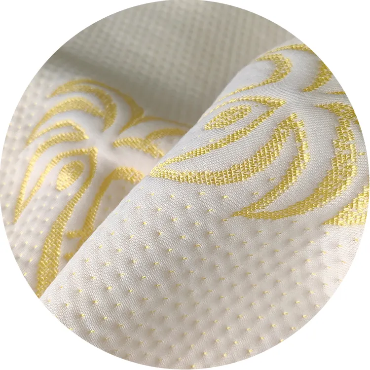 ผู้ผลิตโดยตรงขาย100% โพลีเอสเตอร์jacquard รูปแบบทองสวมทนระบายอากาศถักที่นอนผ้า