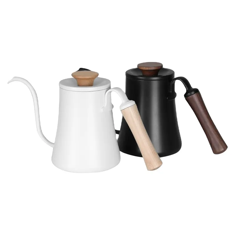 Col de cygne mince bouche cafetière bouilloire Pot avec couvercle maison cuisine acier inoxydable Long bec poinçon à la main cafetière théière antiadhésive