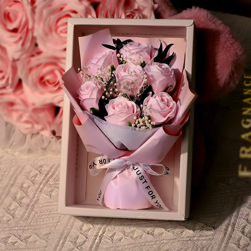 seven light pink roses