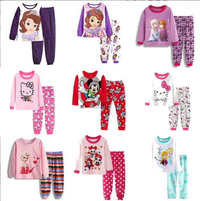 2-7 tahun anak perempuan karton baju tidur piyama anak-anak set piyama anak kualitas tinggi bayi piyama pakaian tidur untuk anak perempuan