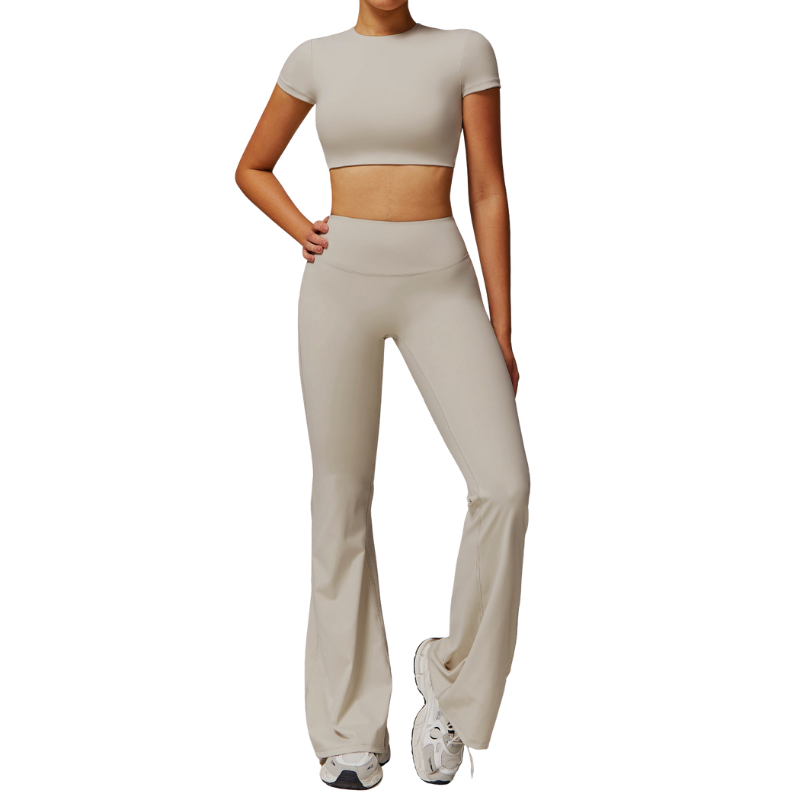 Couleur abricot grisâtre Top+Pantalon