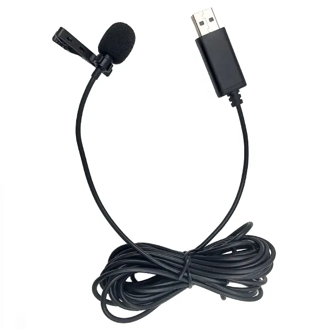 Mini USB direccionales Stereo micrófono de solapa con Clip para computadora PC grabación