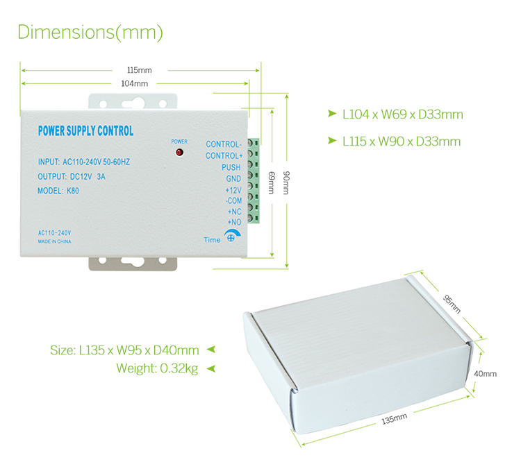 DC 12V 3A Electric Power Supply Control Door Access System
