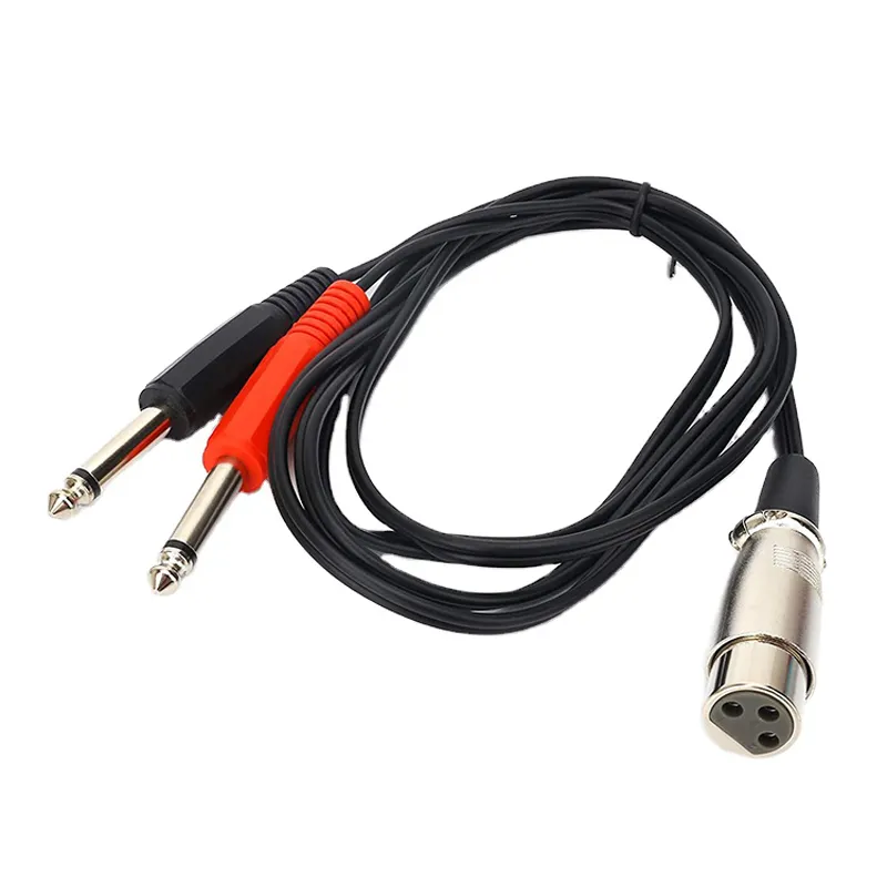 Adaptador XLR hembra a 2 Dual, 6,35mm, 1/4 ", Mono macho, micrófono estéreo, Audio Y divisor, Cable convertidor, muestra gratis