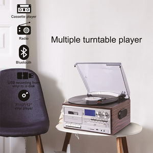 Classic <strong>8</strong> in <strong>1</strong> Multimedia Turntable System Sd cd Usb Rercording Turntable Player with Cassette Radio - Product Image 5