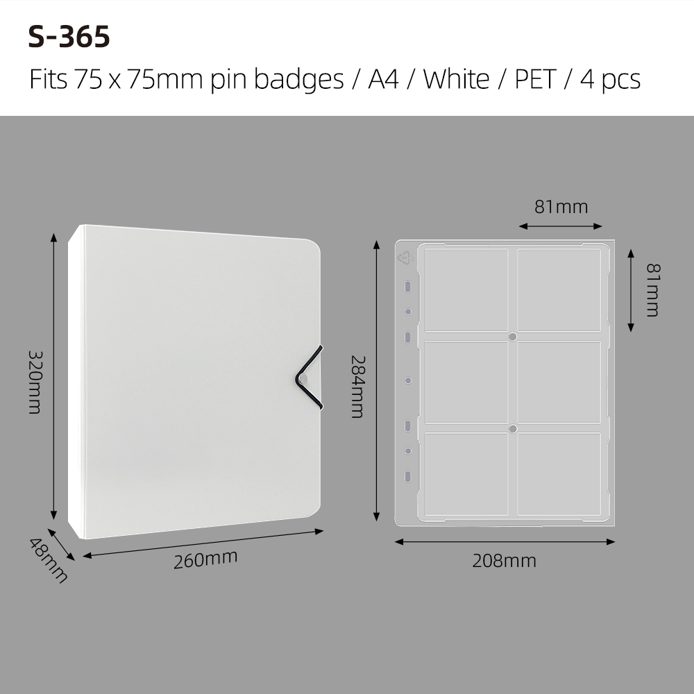 Blanc - A4 - 6 pochettes - Porte-cartes pour badge de 75 mm