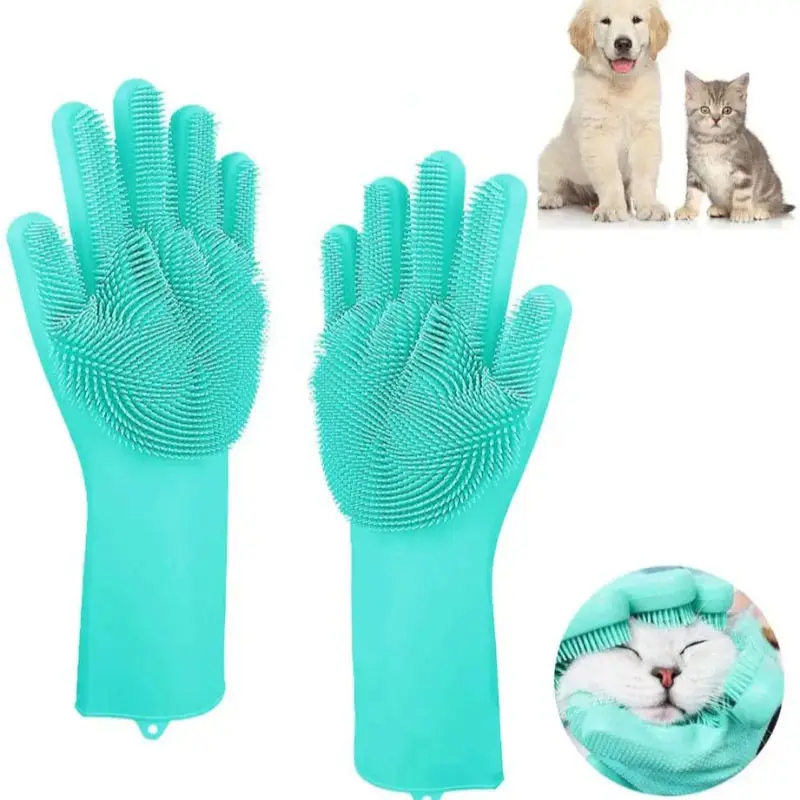 1 Pair Pet Grooming Cleaning Gloves Dog Cat Bathing Shampoo Brush c
