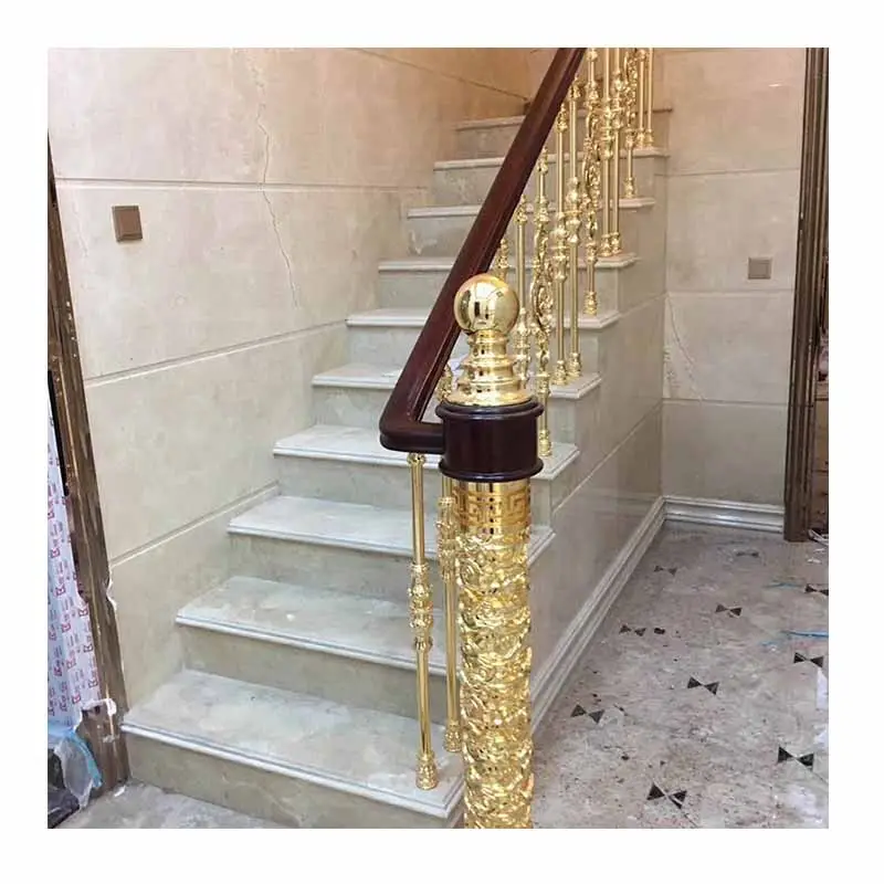 Trilho de mão dourado de alta qualidade, para escada, varanda, aço inoxidável, handrail, desenhos