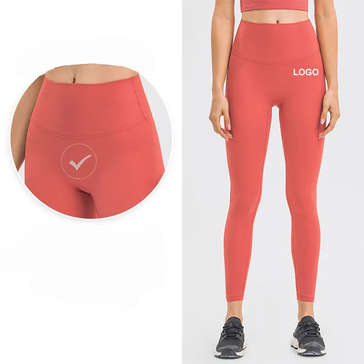 Lulu-pantalones de Yoga para mujer, mallas deportivas y de Yoga, de Color brillante, sin costuras frontales, con aliño de limón, venta al por mayor