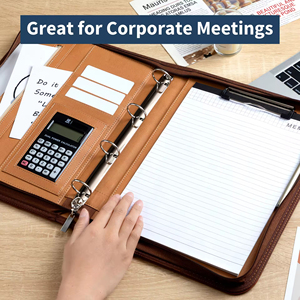 Tùy chỉnh PU da cầm tay dây kéo thư mục A4 kinh doanh tài liệu lưu trữ túi đa chức năng danh mục đầu tư với máy tính - Product Image 2