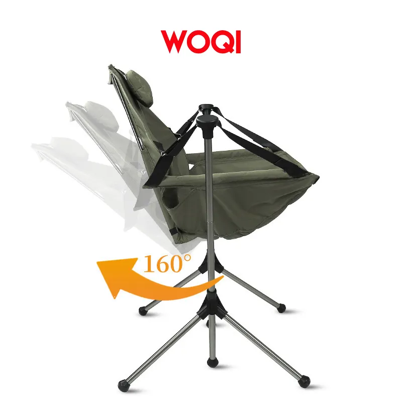 WOQI nouvelle chaise berçante amovible en tissu Oxford portable en aluminium chaise de camping en plein air avec oreillers confortables