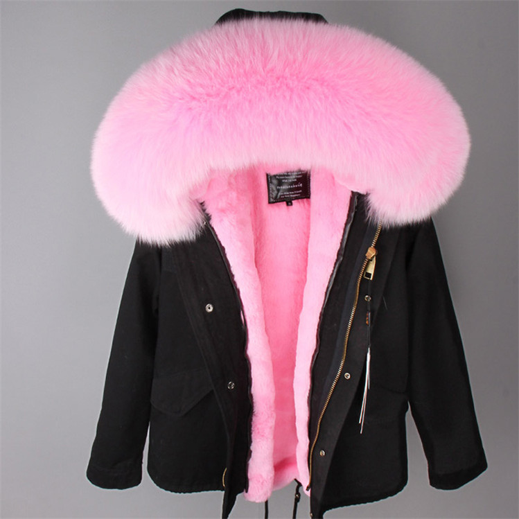 Pink fur+Black Coat