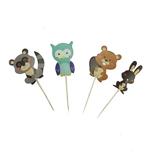 Mini palillos de animales para decoración de alimentos, palitos de bandera para decoración de magdalenas