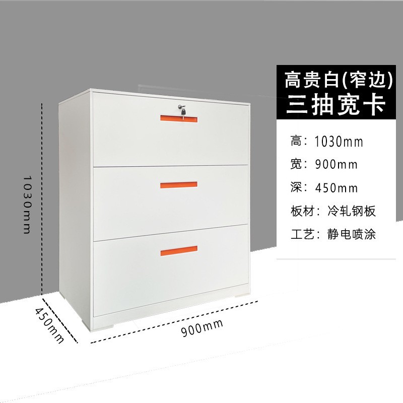 Three-drawer wide card (narrow border, elegant white)