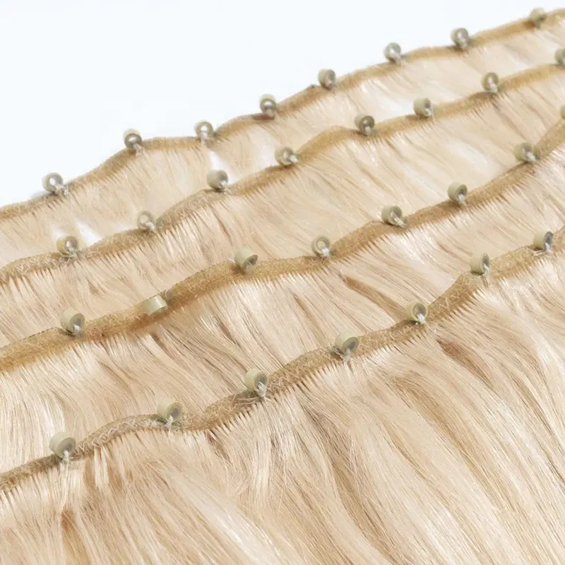 Großhandelspreis Mikro-Perlen-Schuss-Haarverlängerungen 100 % menschliches blondes Remy-Haar