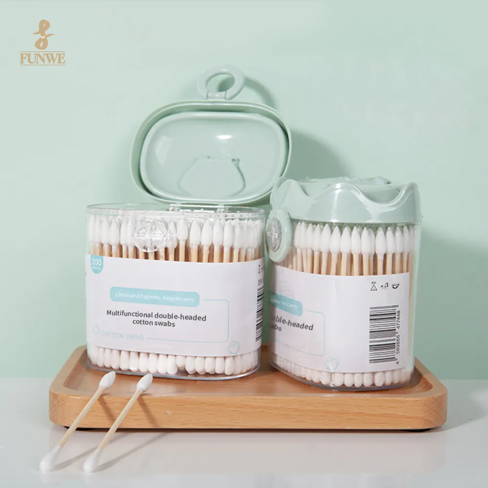 Groothandel Goedkope Eco Houten Qtips Organizer Bamboe Stokken Oor Schone Knoppen Wattenstaafjes