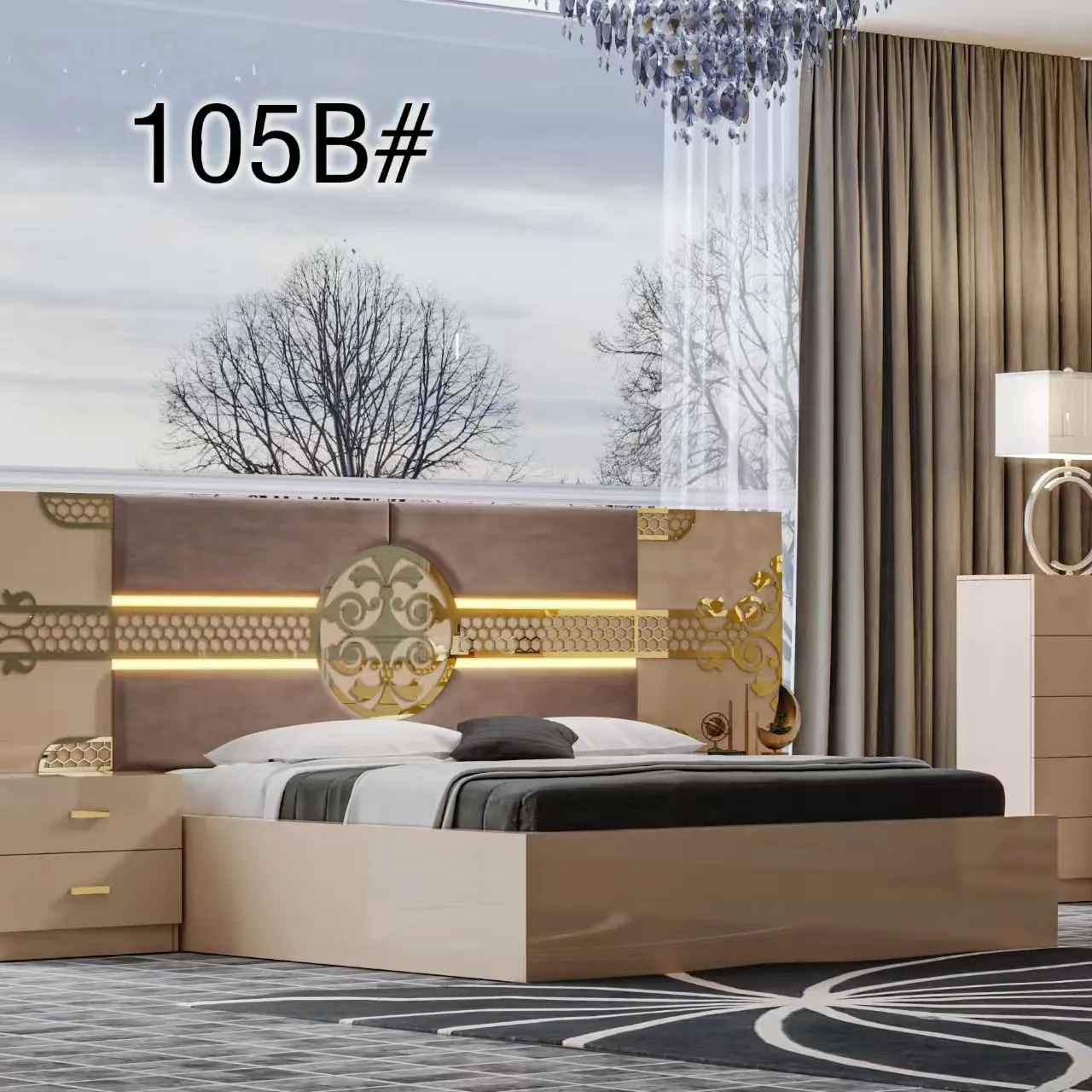 Набор для спальни в гостиницу, квартиру, мебель для спальни в современном стиле с ящиками, 1,5 м, Гидравлический Комплект для спальни из меламина