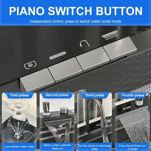 Anti-Scratch Anti-pas mutfak tek Slot İşlevli LED dijital ekran fincan yıkayıcı ile şelale mutfak lavabo - Product Image 2